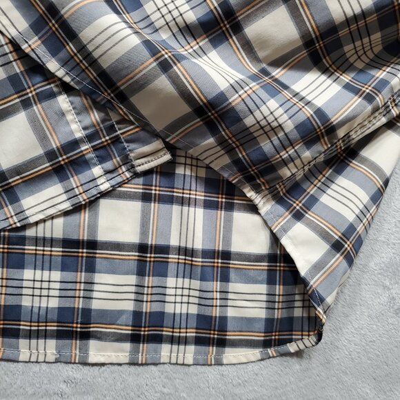 Wrangler ATG Button Up Long Sleeve Outdoorsman Plaid Shirt Black Tan Men Sz L - Picture 12 of 14